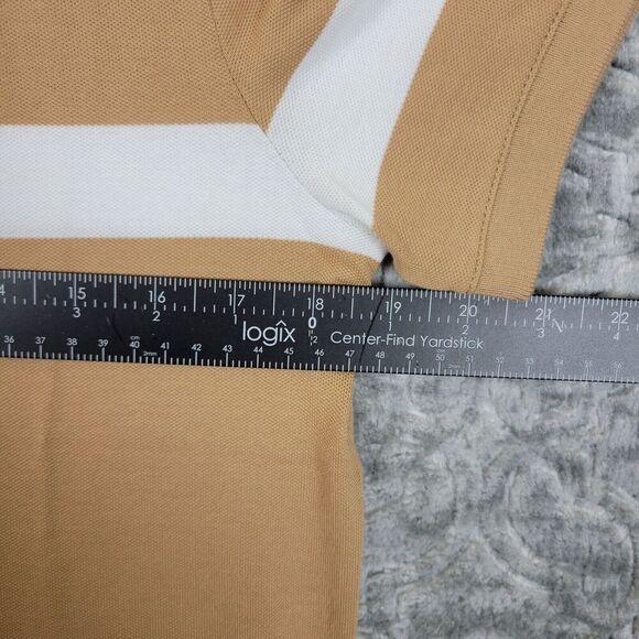 Express Polo Shirt Mens Small Tan White Short Sleeve  1/4 Zip Casual NWT - Picture 5 of 9